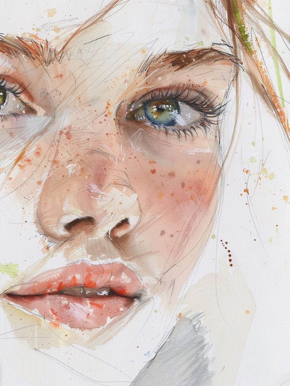 Ethereal Gaze Watercolor Portraits - Image 3