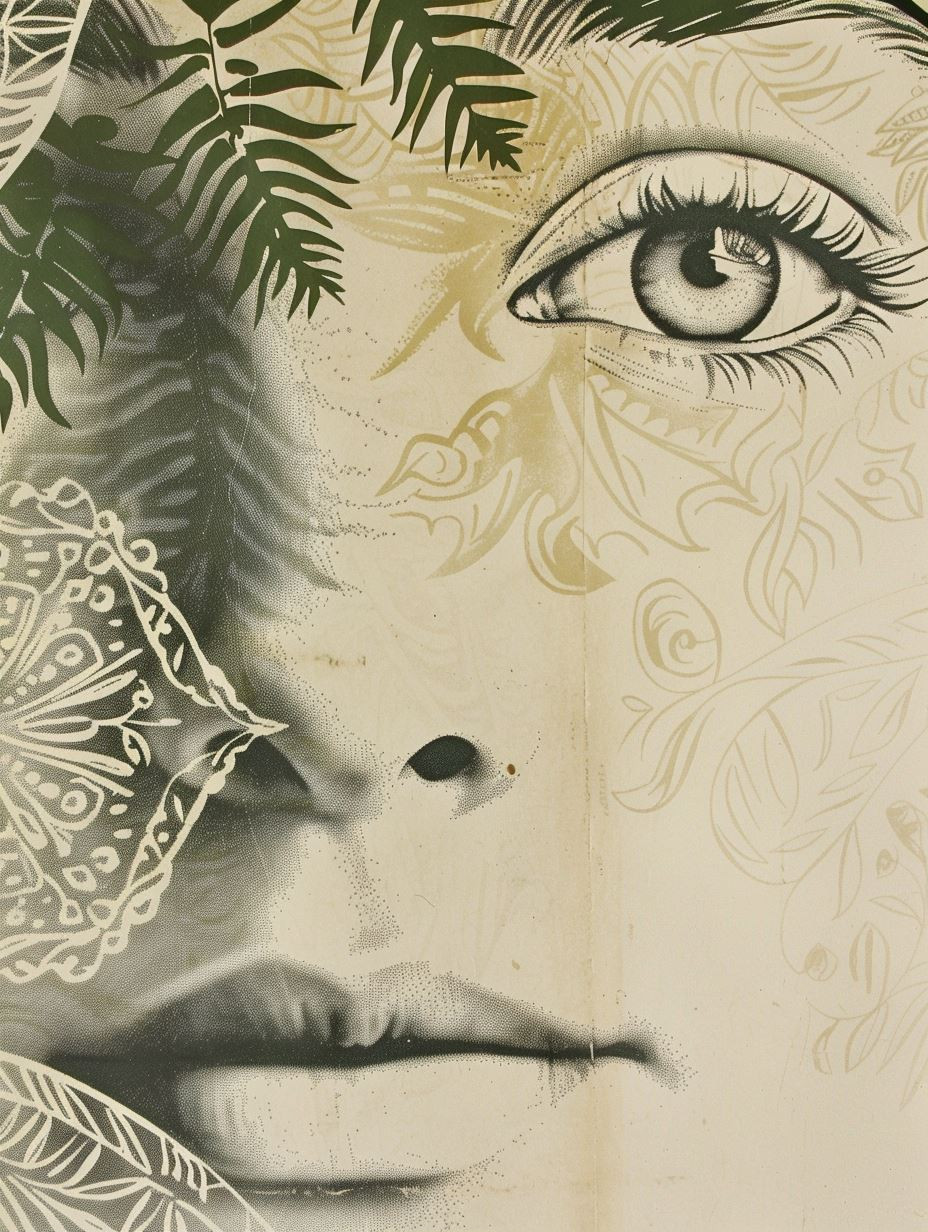 Botanical Stencil Portrait Art