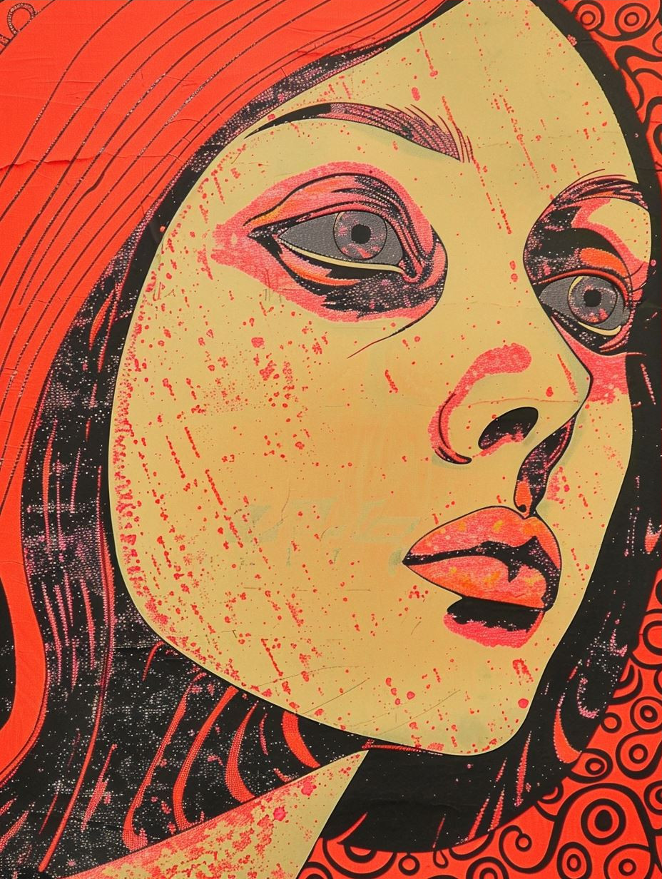 Crimson Halftone Pop Art Portrait - Image 3