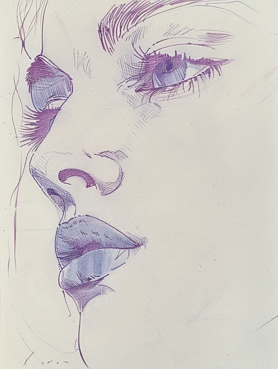 Ethereal Violet Portrait Sketches - Image 2