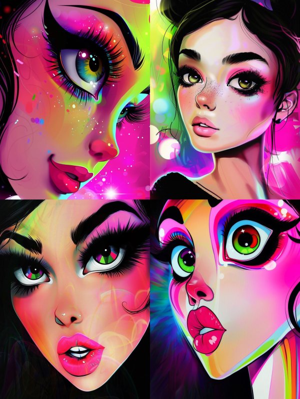 Neon Dreams: Vibrant Digital Portraits
