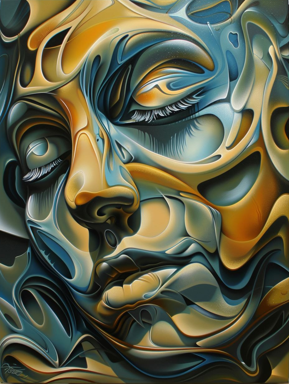 Fluid Gold and Azure Portraits - Image 4