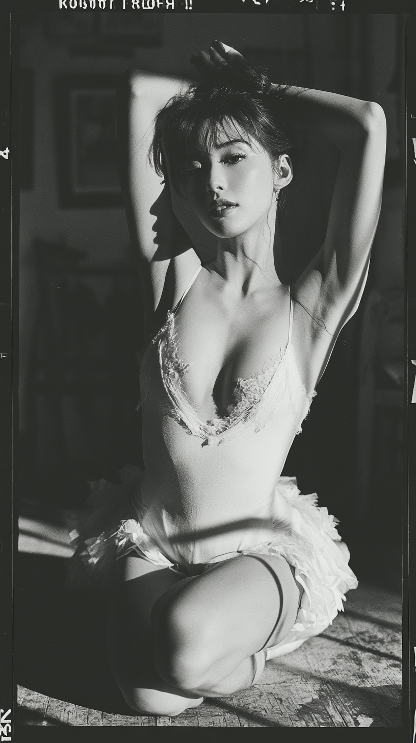 Ethereal Japanese Ballerina in Monochrome