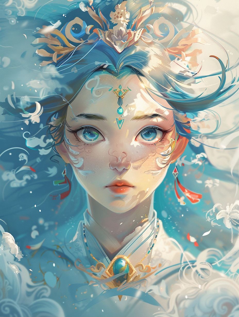 Celestial Azure Spirit Portrait