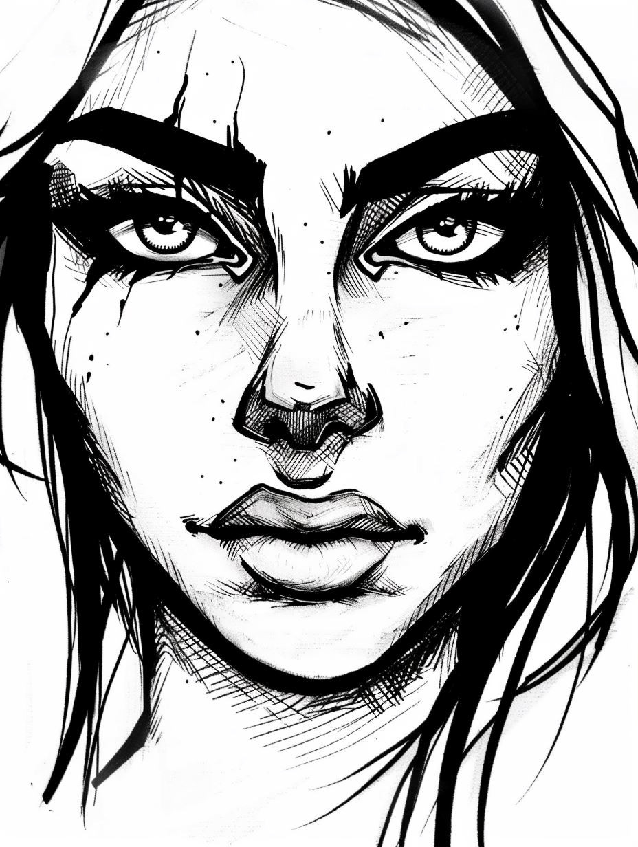 Moody Ink Portrait Study - Image 1