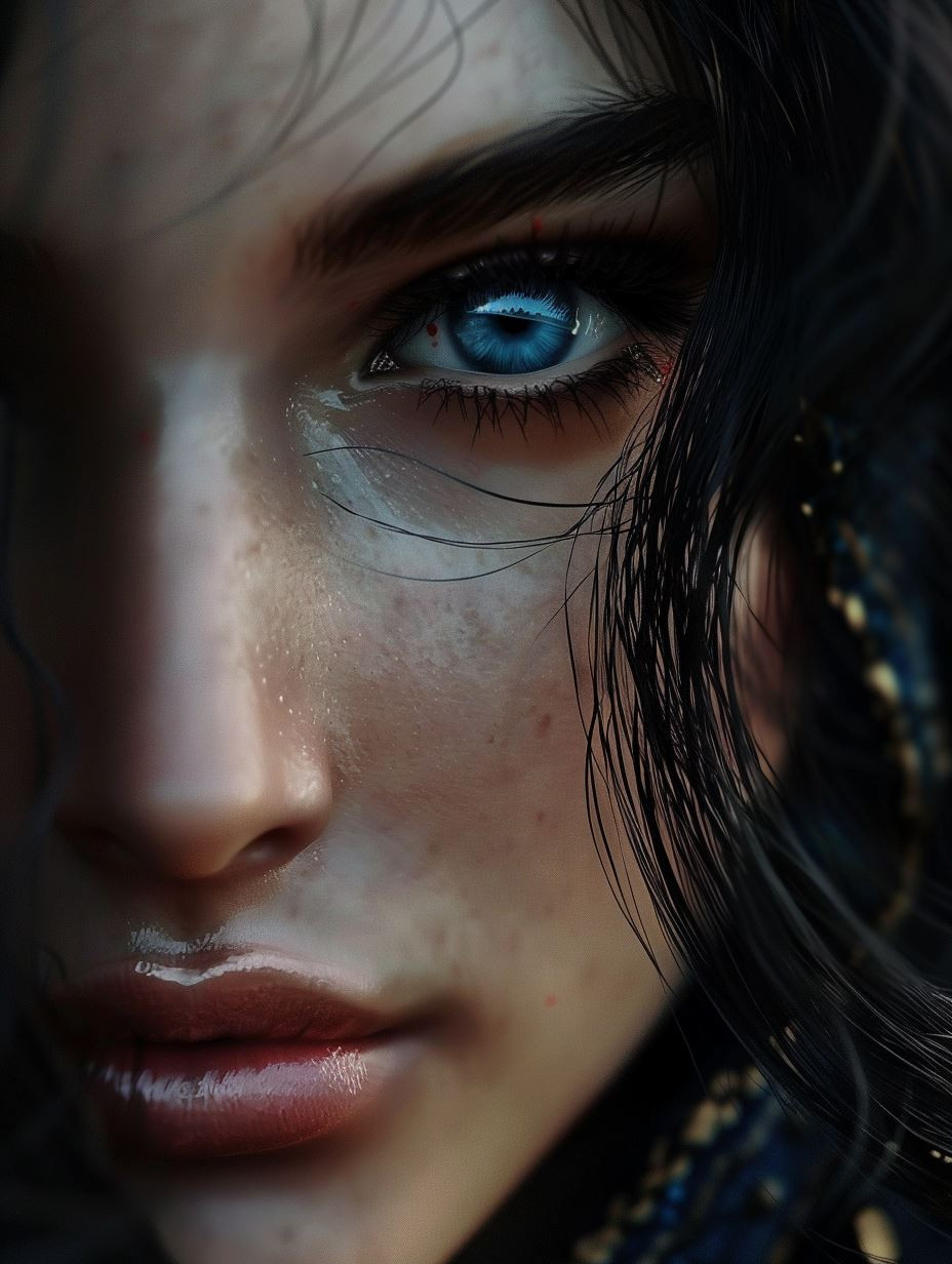 Azure Gaze: Hyper-Realistic Portrait Study - Image 1