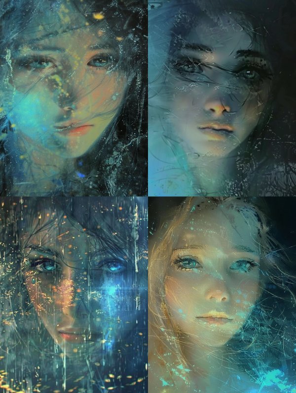 Ethereal Faces Behind Frozen Glass