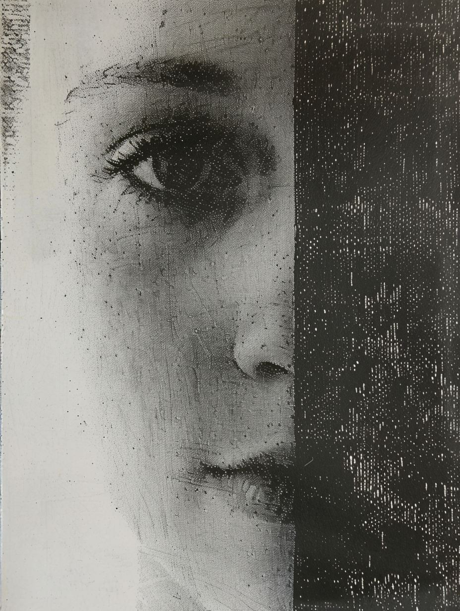 Fragmented Gaze in Monochrome - Image 1