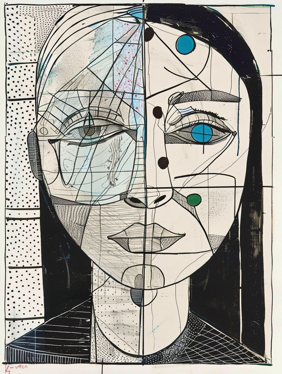 Fragmented Faces in Cubist Style - Image 2