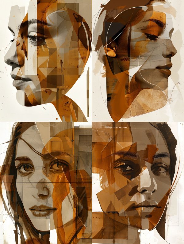 Fragmented Amber Portraits of a Woman