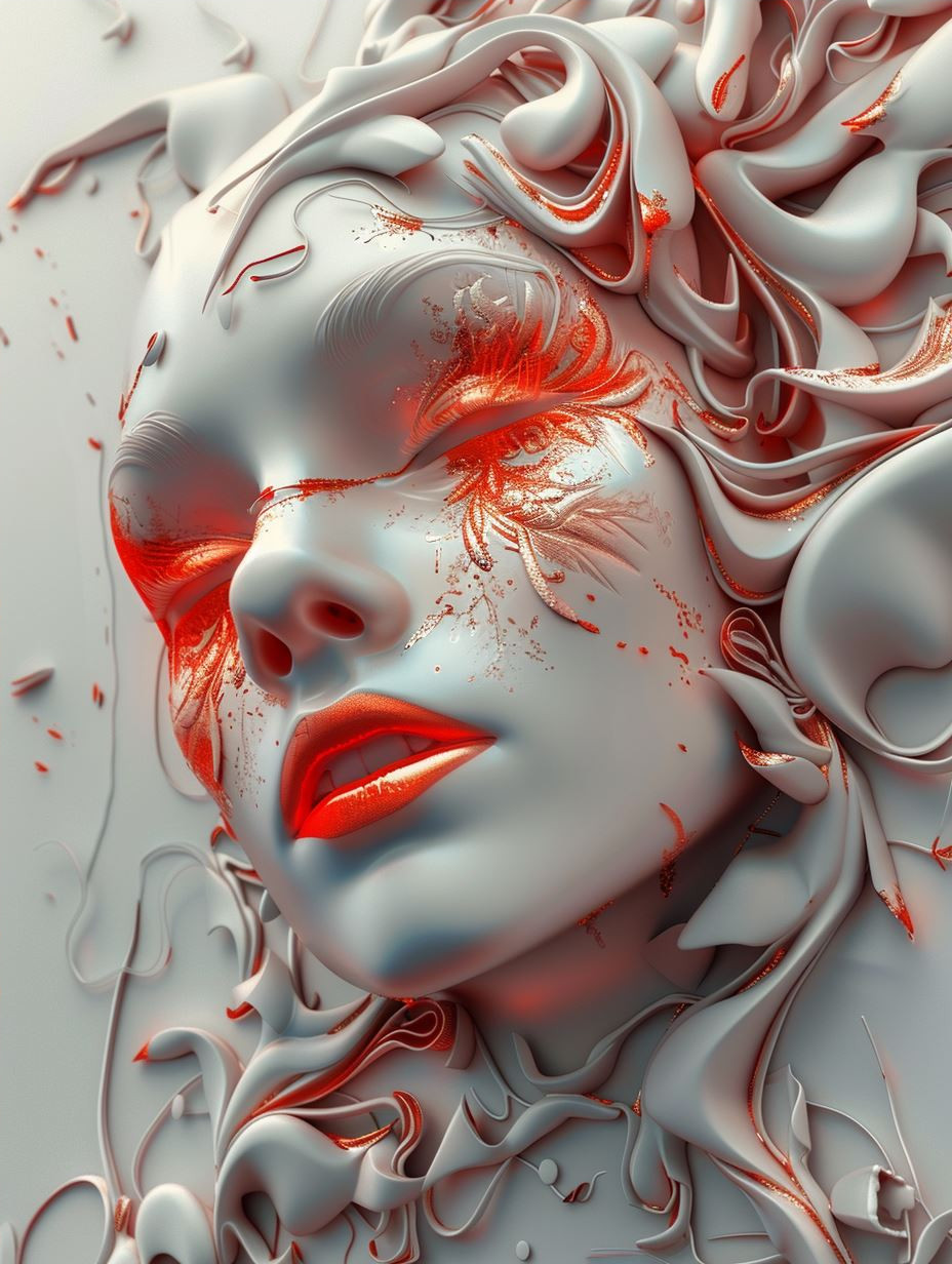 Ethereal Crimson Sculpted Faces - Image 4