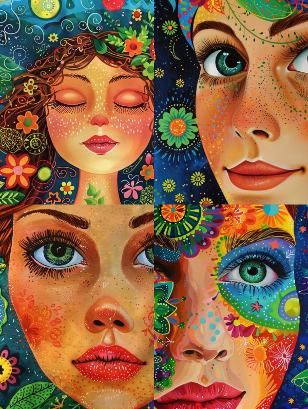 Vibrant Psychedelic Floral Portraits