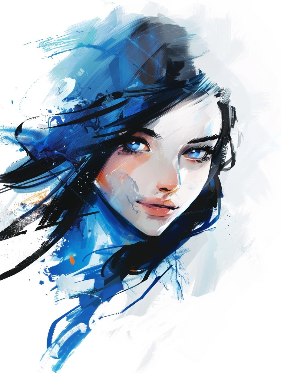 Azure Ethereal Digital Portrait