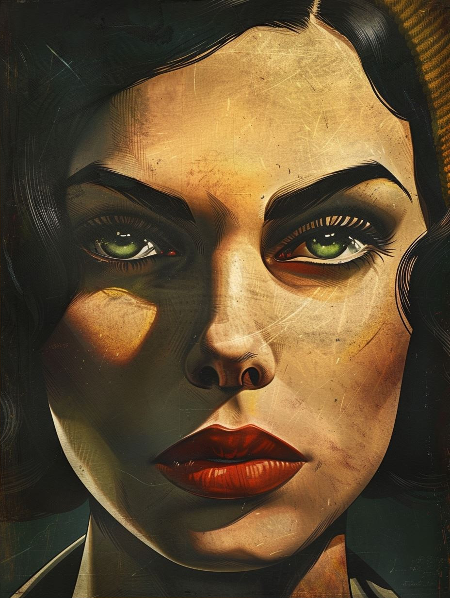 Noir Rain Gaze Portrait - Image 2