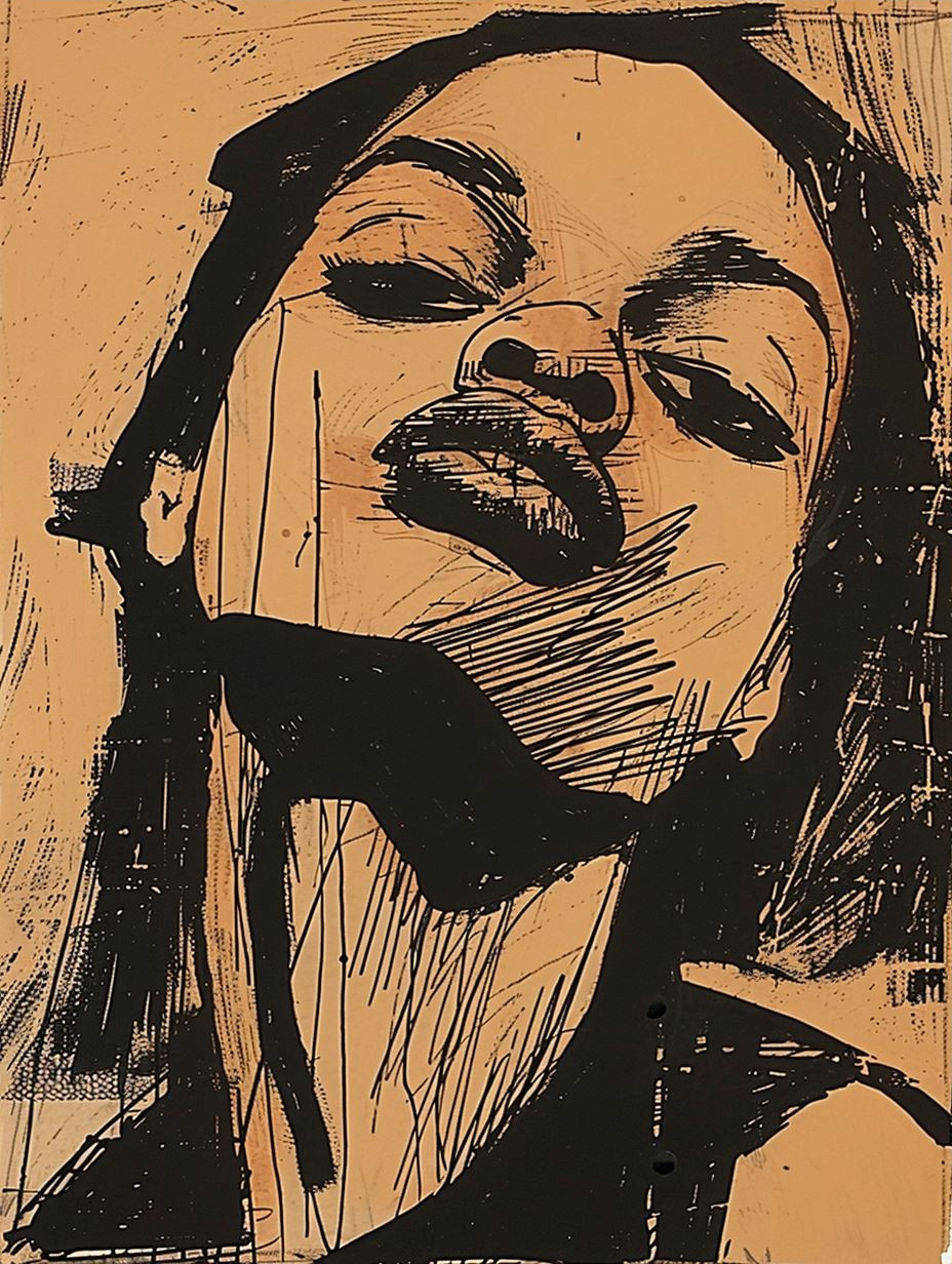 Amber Linocut Portrait - Image 3