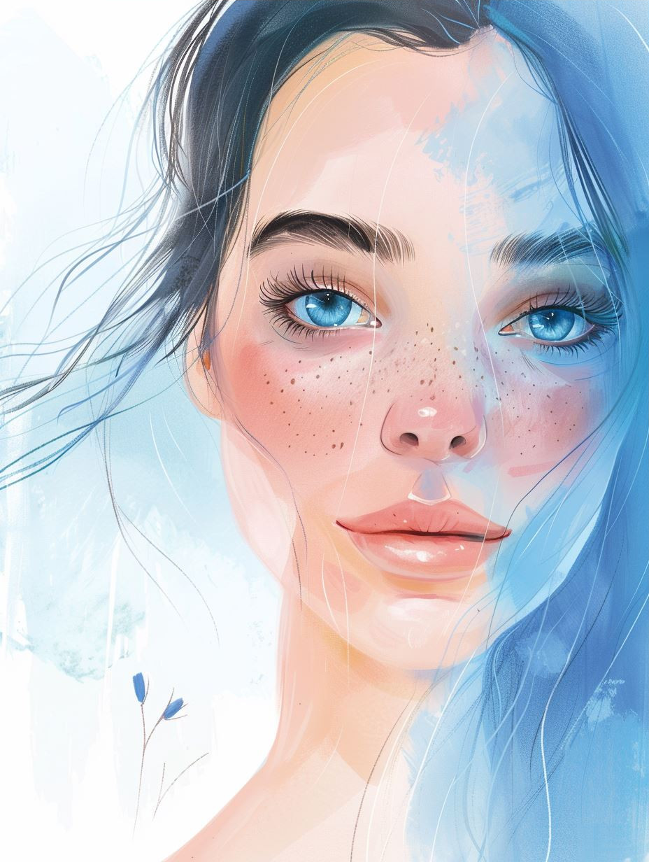 Ethereal Blue Dreams Digital Portrait - Image 3