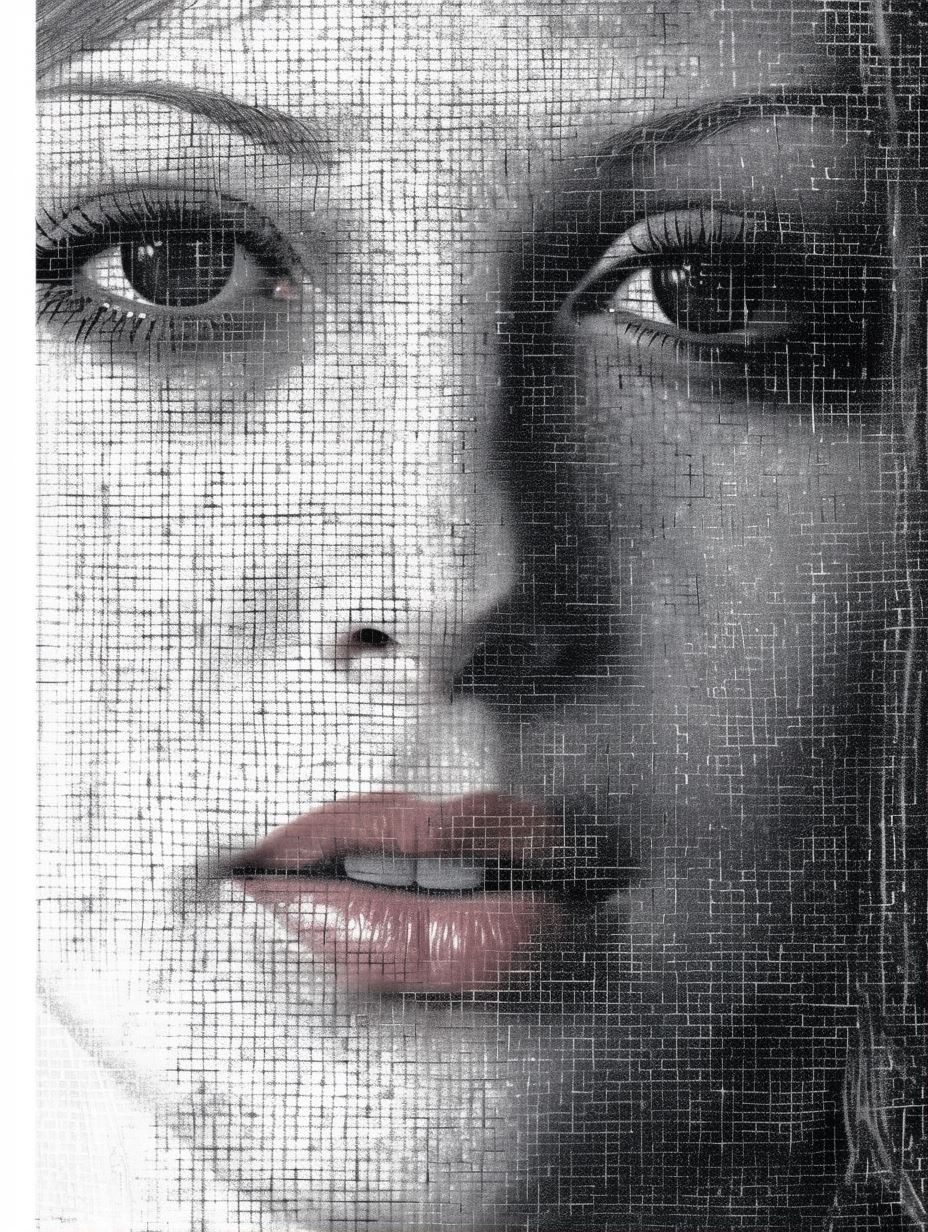 Veiled Gaze in Monochrome - Image 1