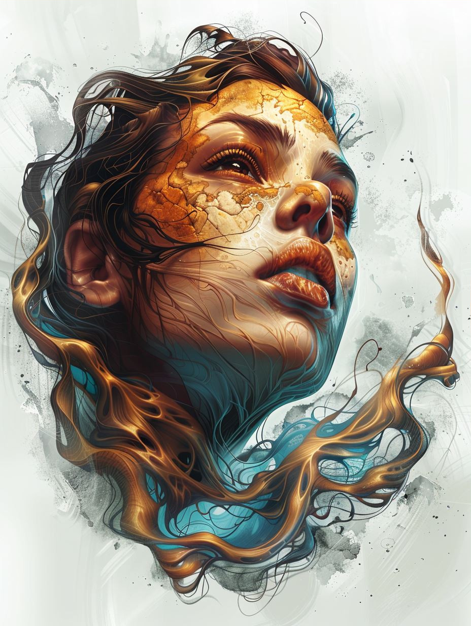 Ethereal Faces of Liquid Gold - Image 3