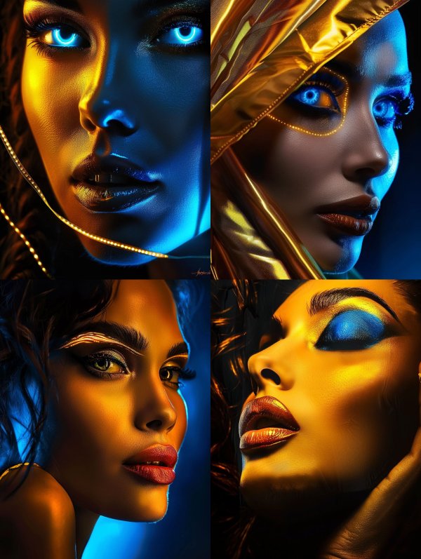 Celestial Glow: Neon Portraits
