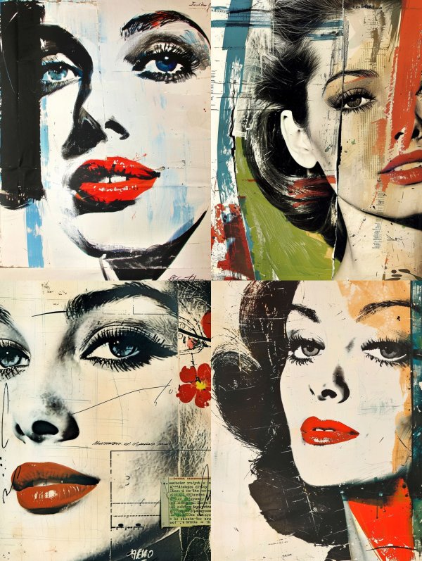 Vintage Pop Art Collage Portraits