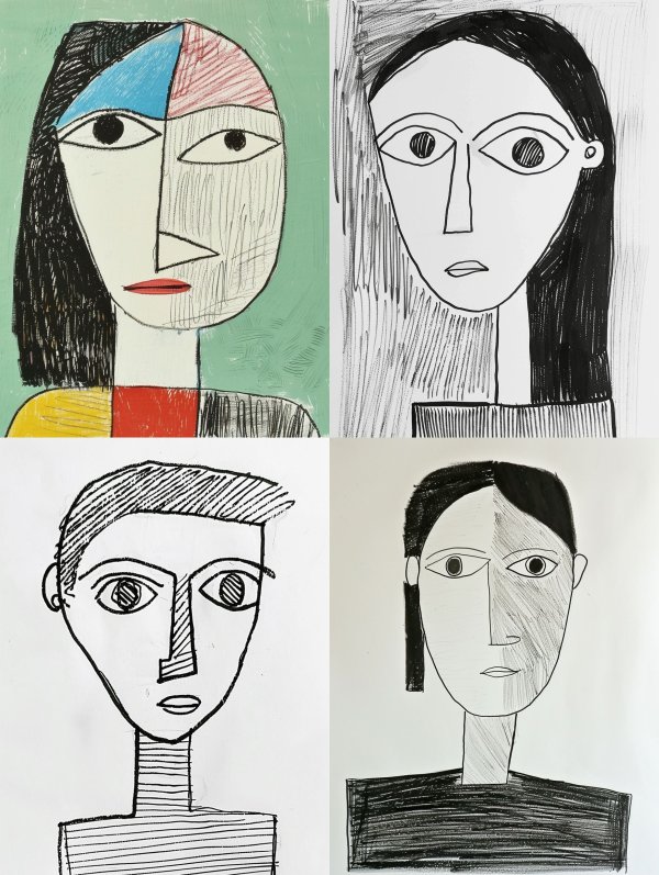 Abstract Cubist Portrait Studies