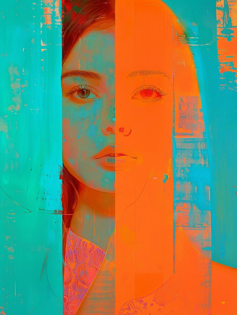 Fragmented Portraits in Neon Contrast - Image 1