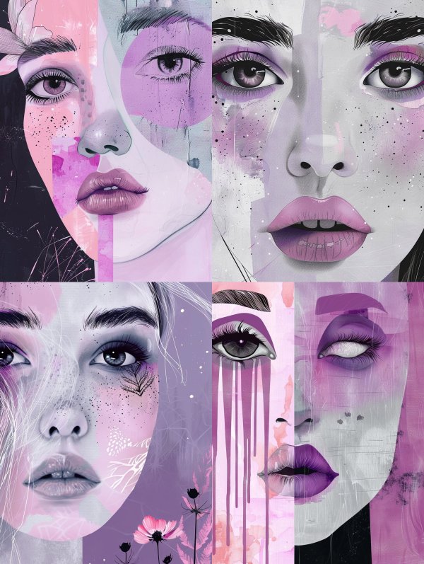 Fragmented Violet Dream Portrait