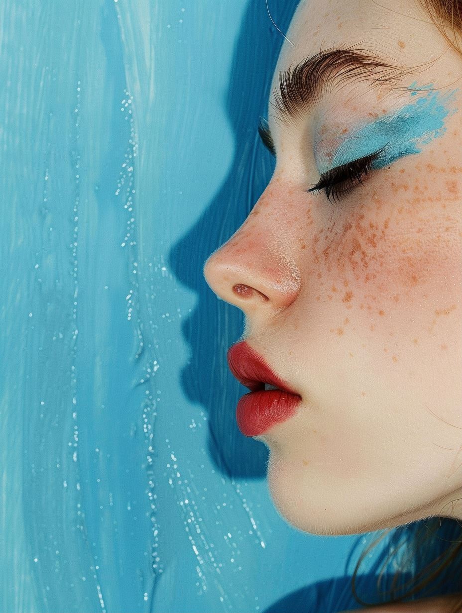 Azure Brushstroke Beauty Portrait