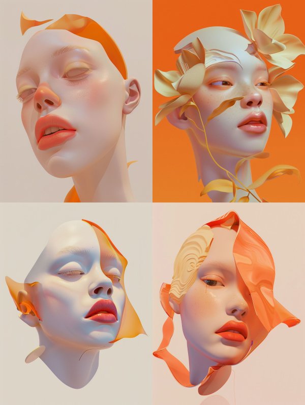 Surreal Orange Floral Fusion