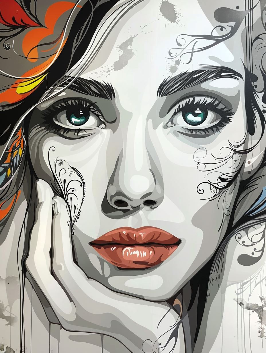Melancholy Gaze in Liquid Glass - Image 4