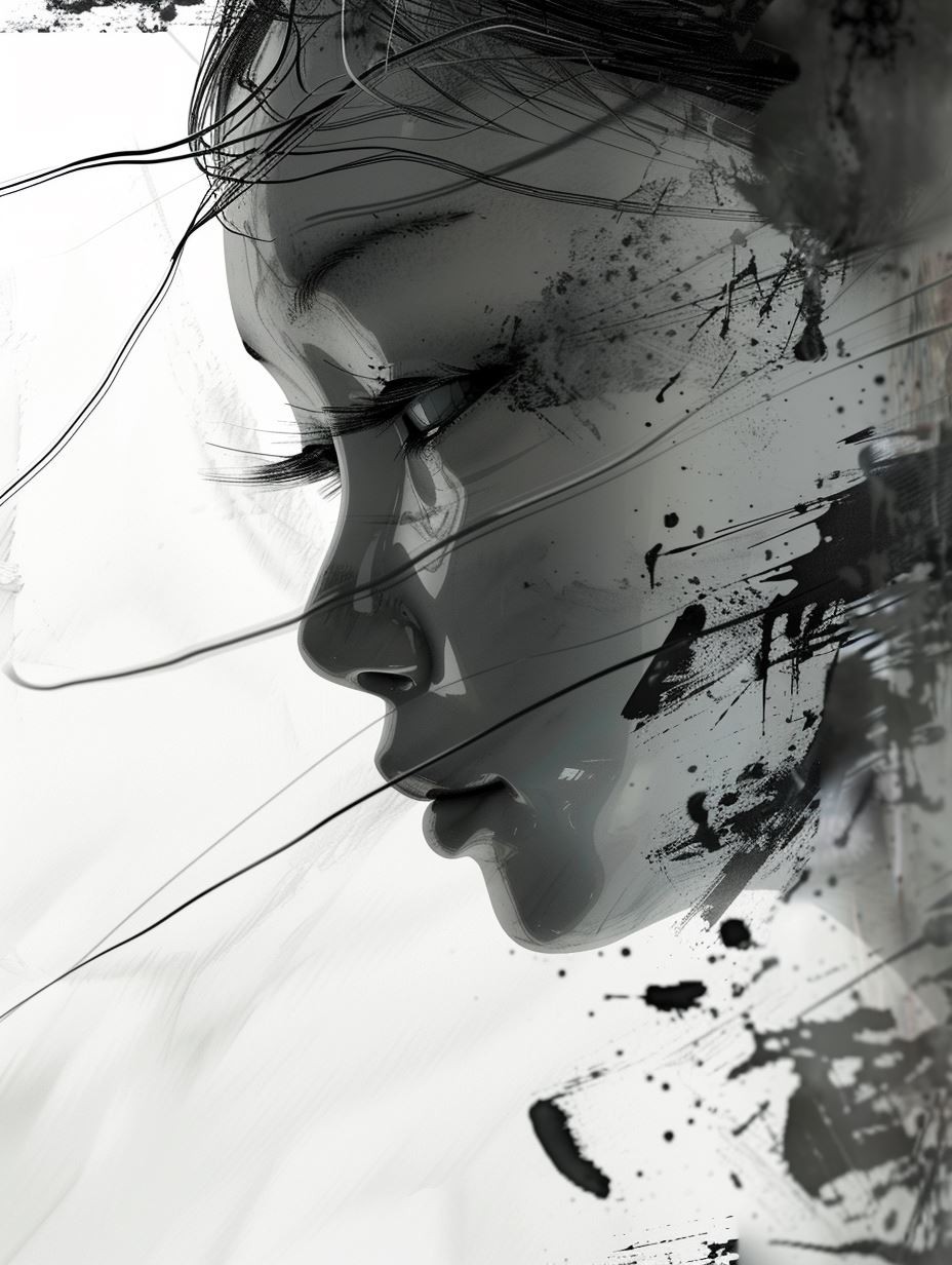 Monochrome Ink Ethereal Portrait