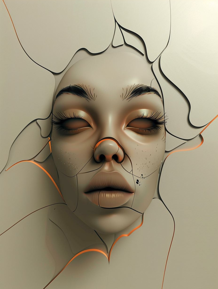 Fragmented Porcelain Beauty Portrait