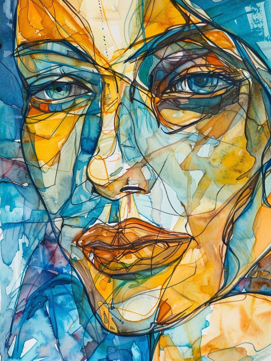 Vibrant Watercolor Expressionist Portrait - Image 4
