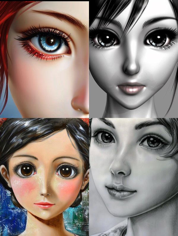 Digital Art Portraits of Stylized Female Faces