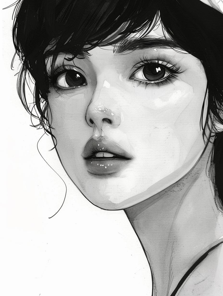 Ethereal Gaze: Monochrome Portrait Studies - Image 2