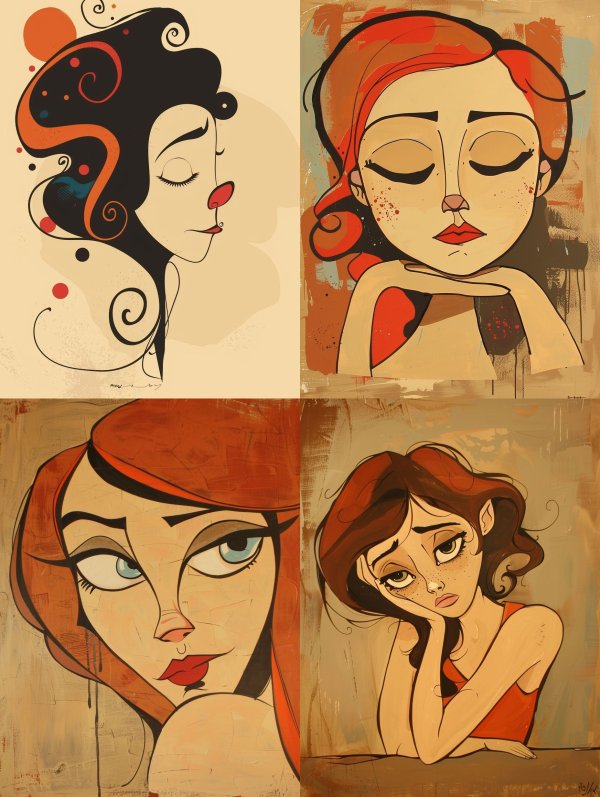 Melancholic Modernist Female Portraits