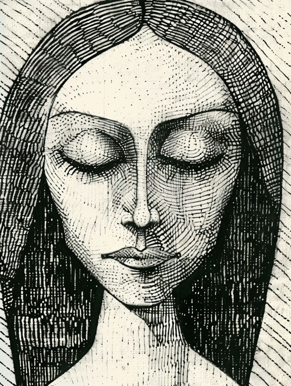 Ethereal Line Art Portrait Study - Image 3