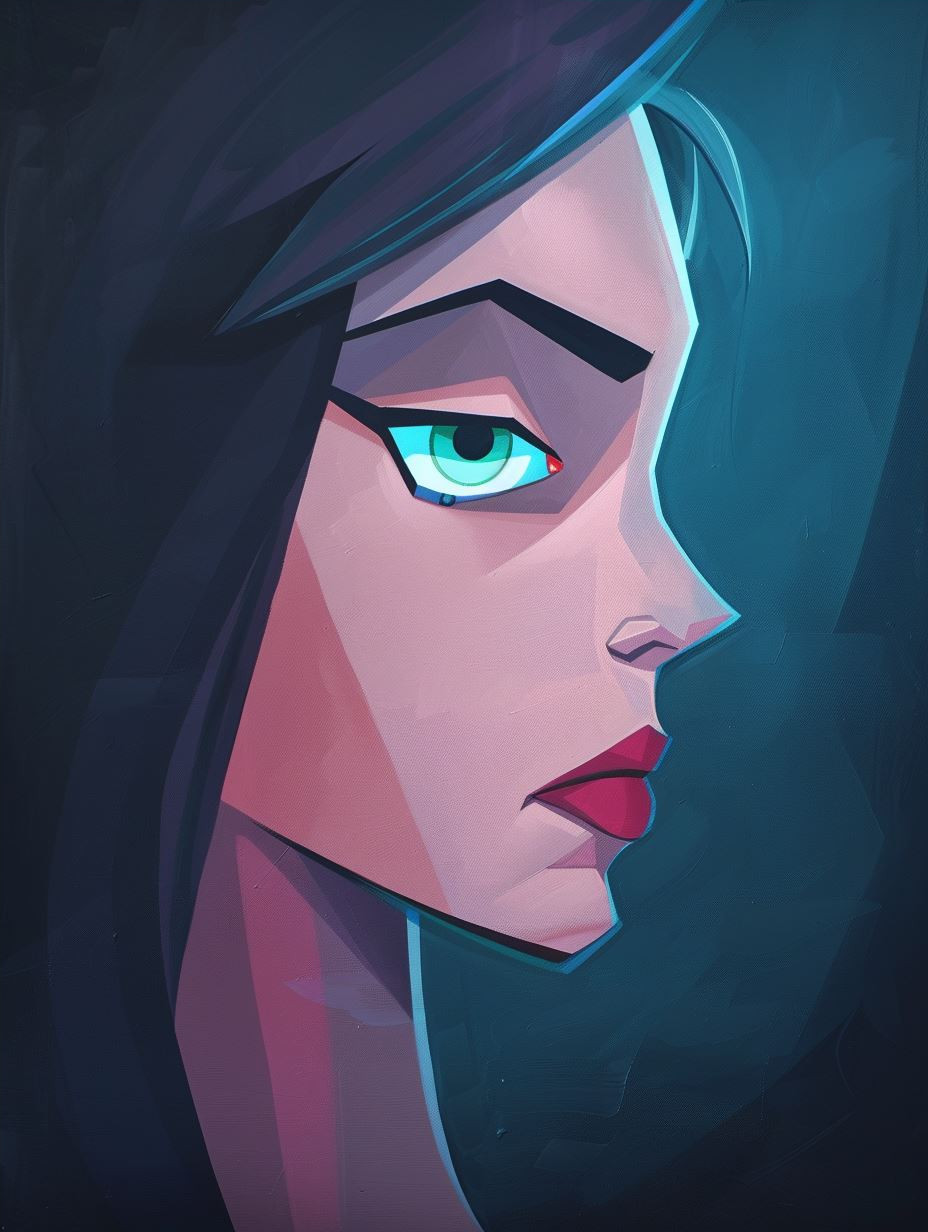 Neon Shadows: Digital Portrait Study - Image 4