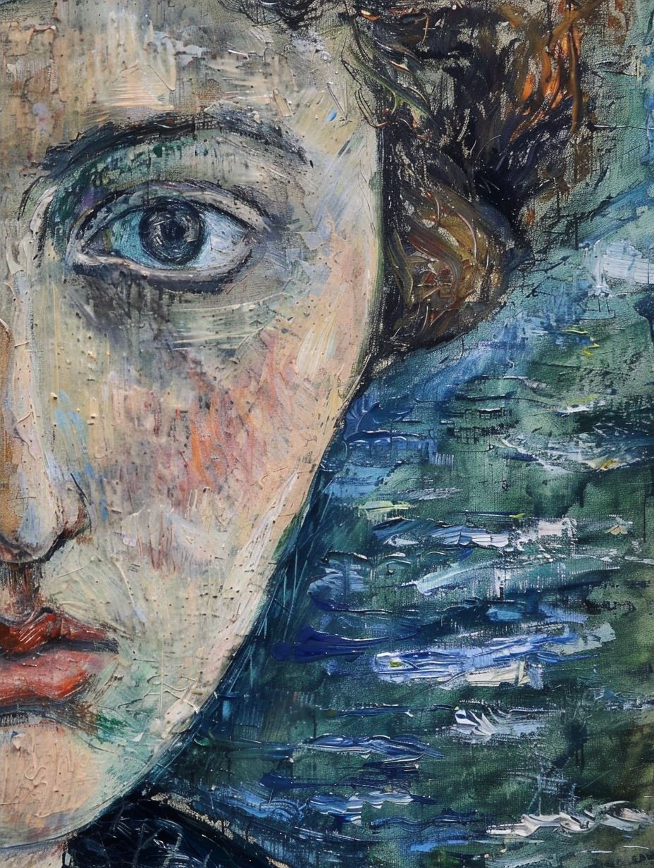 Impressionist Gaze in Cobalt Blue - Image 2