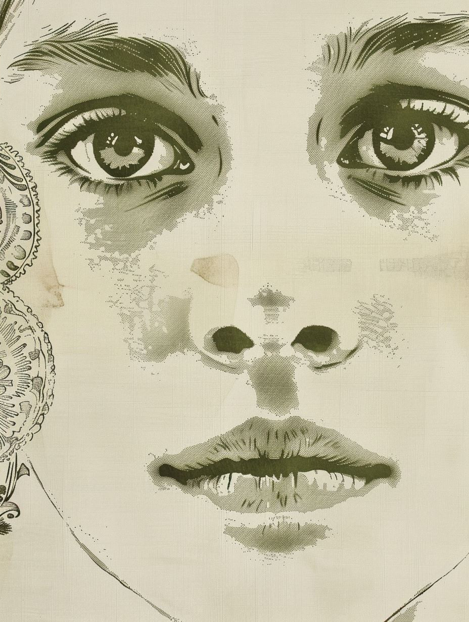 Botanical Stencil Portrait Art - Image 2