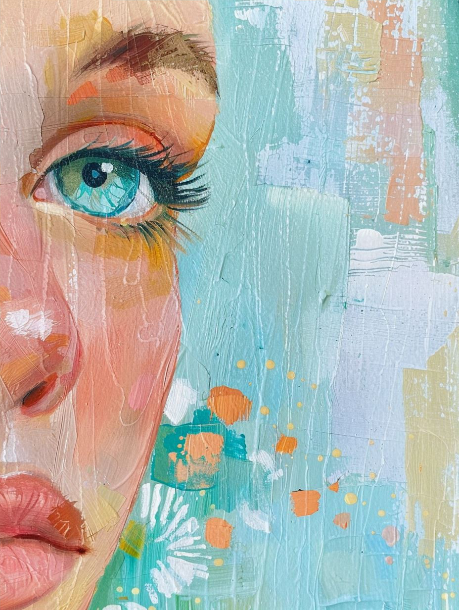 Dual Perspectives in Teal and Peach - Image 4