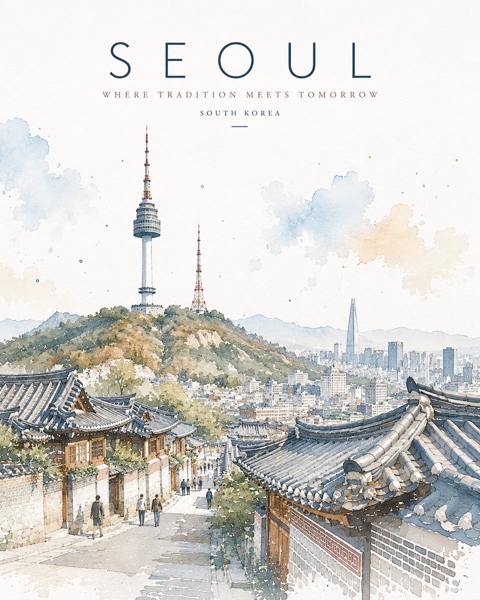 Minimalist watercolor travel poster illustration of [Loca...