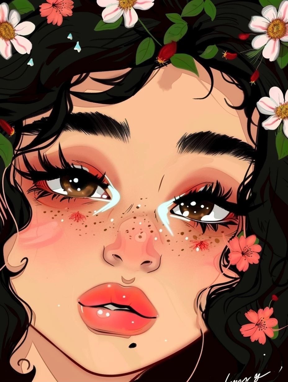 Floral Gaze and Stylized Portraits - Image 1