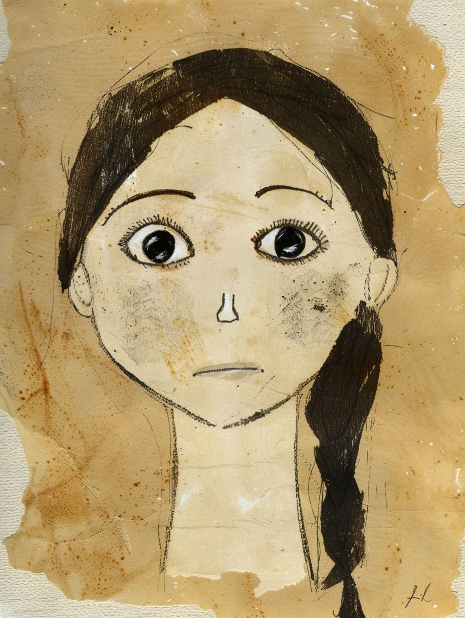Rustic Ink Portrait on Parchment - Image 1