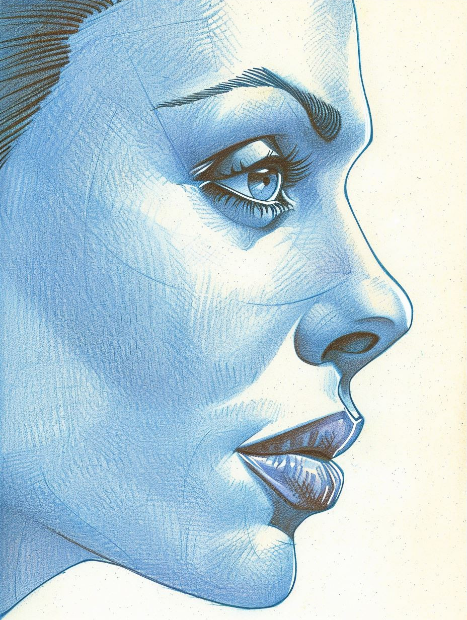 Electric Azure Cybernetic Portrait - Image 3