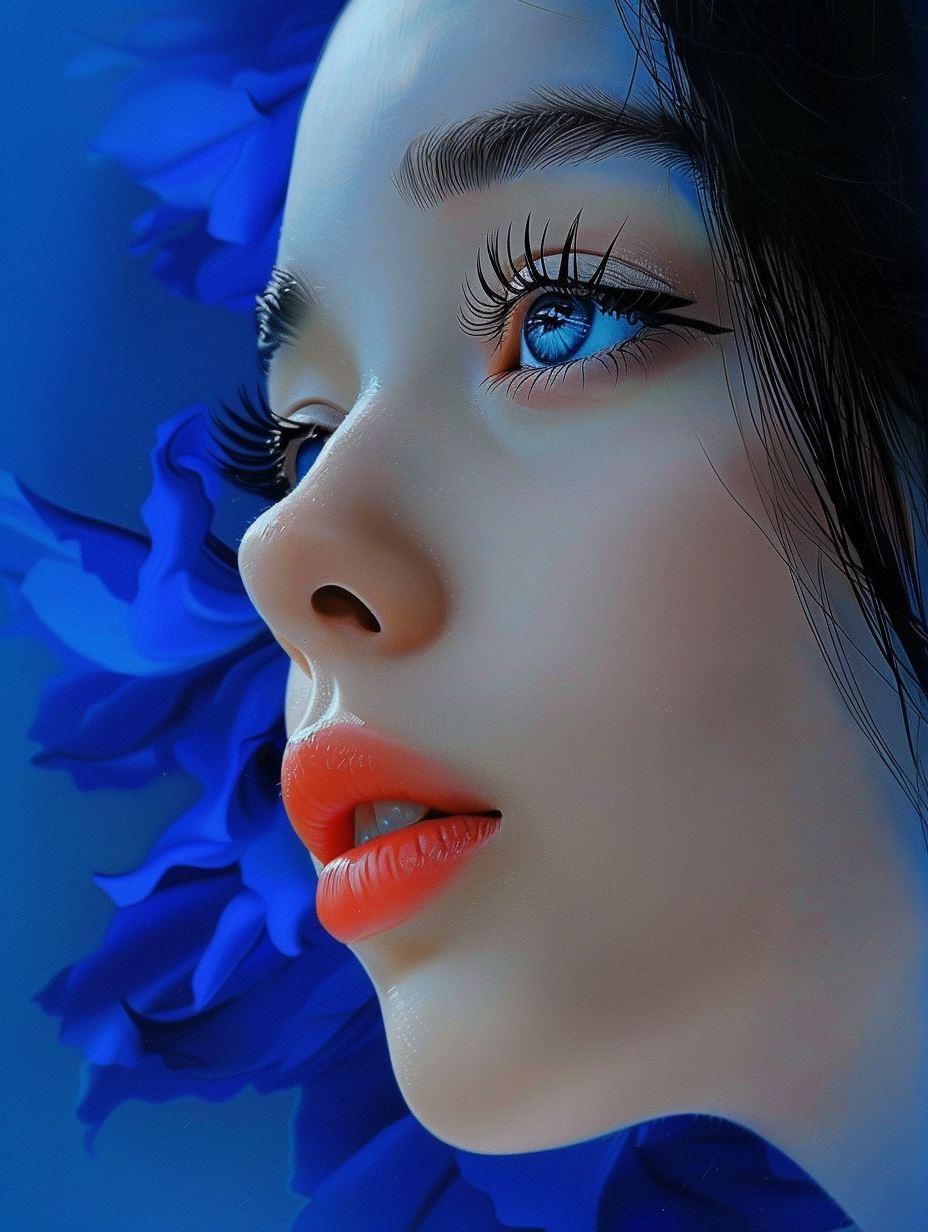 Azure Bloom Ethereal Portrait