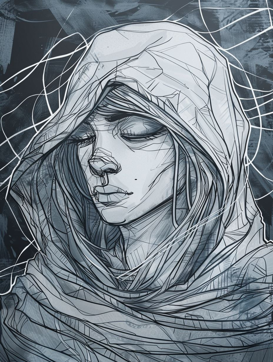 Ethereal Blue Ink Portraits - Image 1