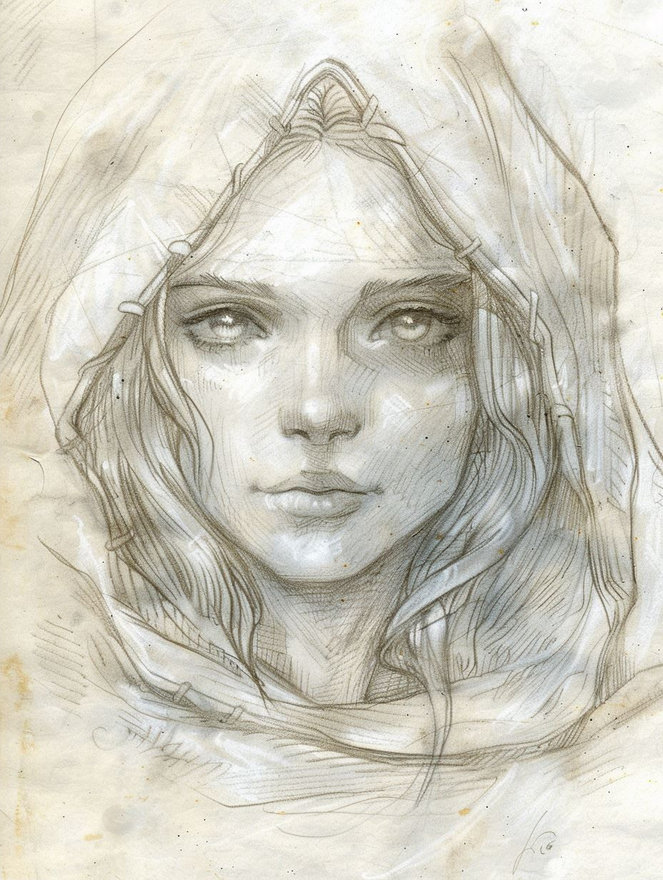 Ethereal Pencil Portraits of a Young Woman - Image 2