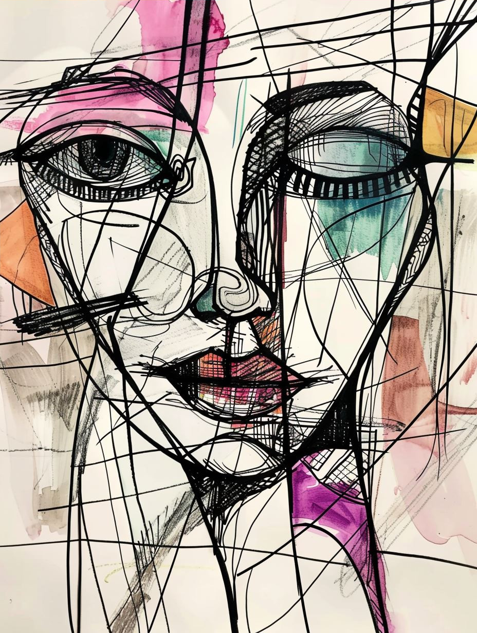 Fragmented Faces in Abstract Ink - Image 4