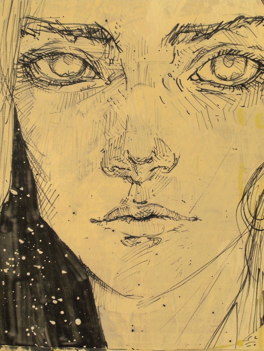 Melancholic Ink Portrait Study - Image 4